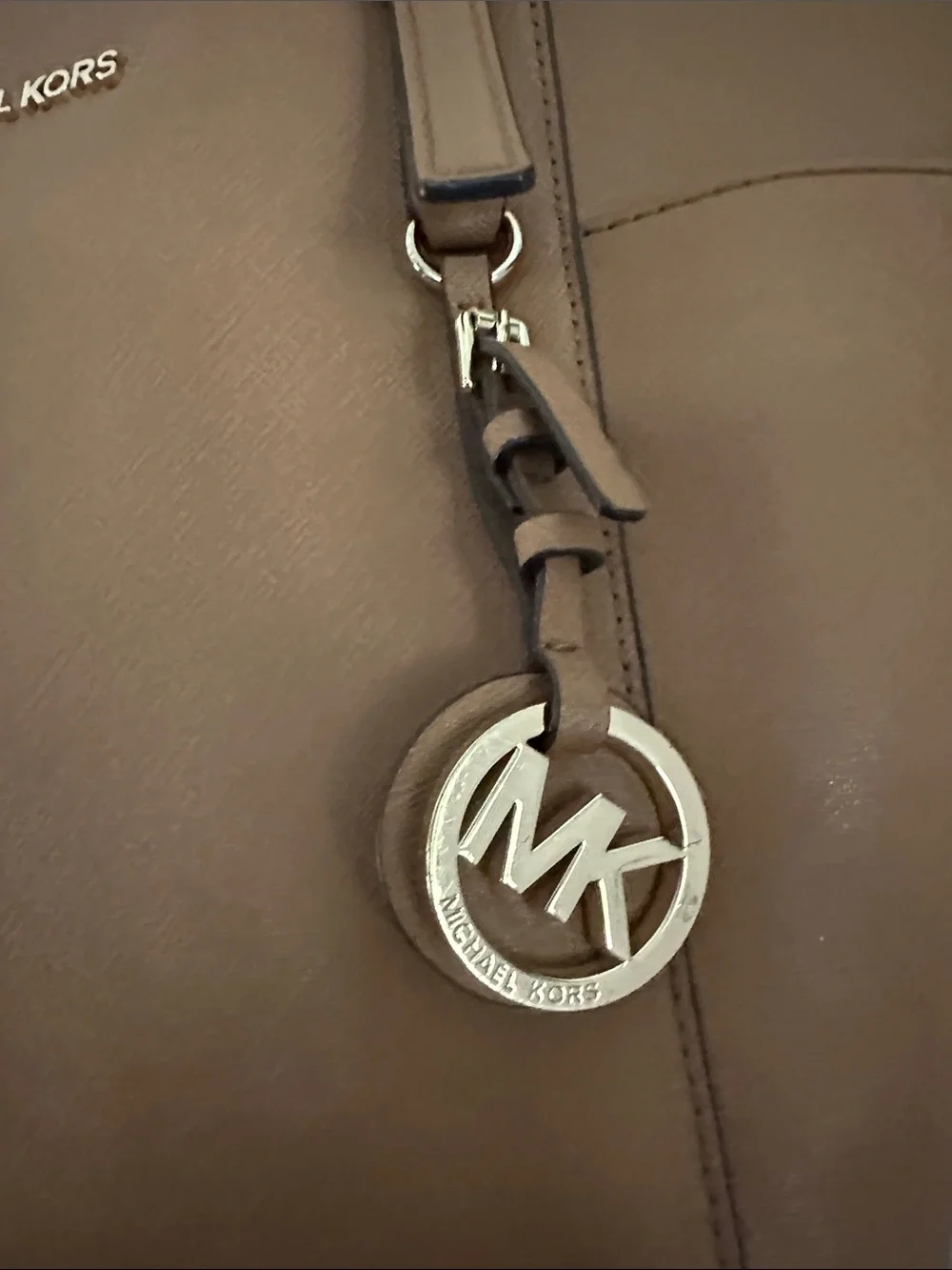 Michael Kors Tan Saffiano Leather Tote with MK Charm